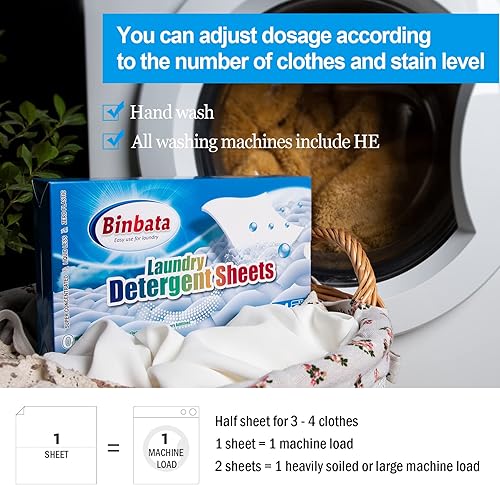 Miniatura 6 de Hojas de detergente para ropa, hasta 128 cargas, hipoalergénicas, ecológicas, sin perfume, biodegradables, sin plástico, sin líquido, adecuadas