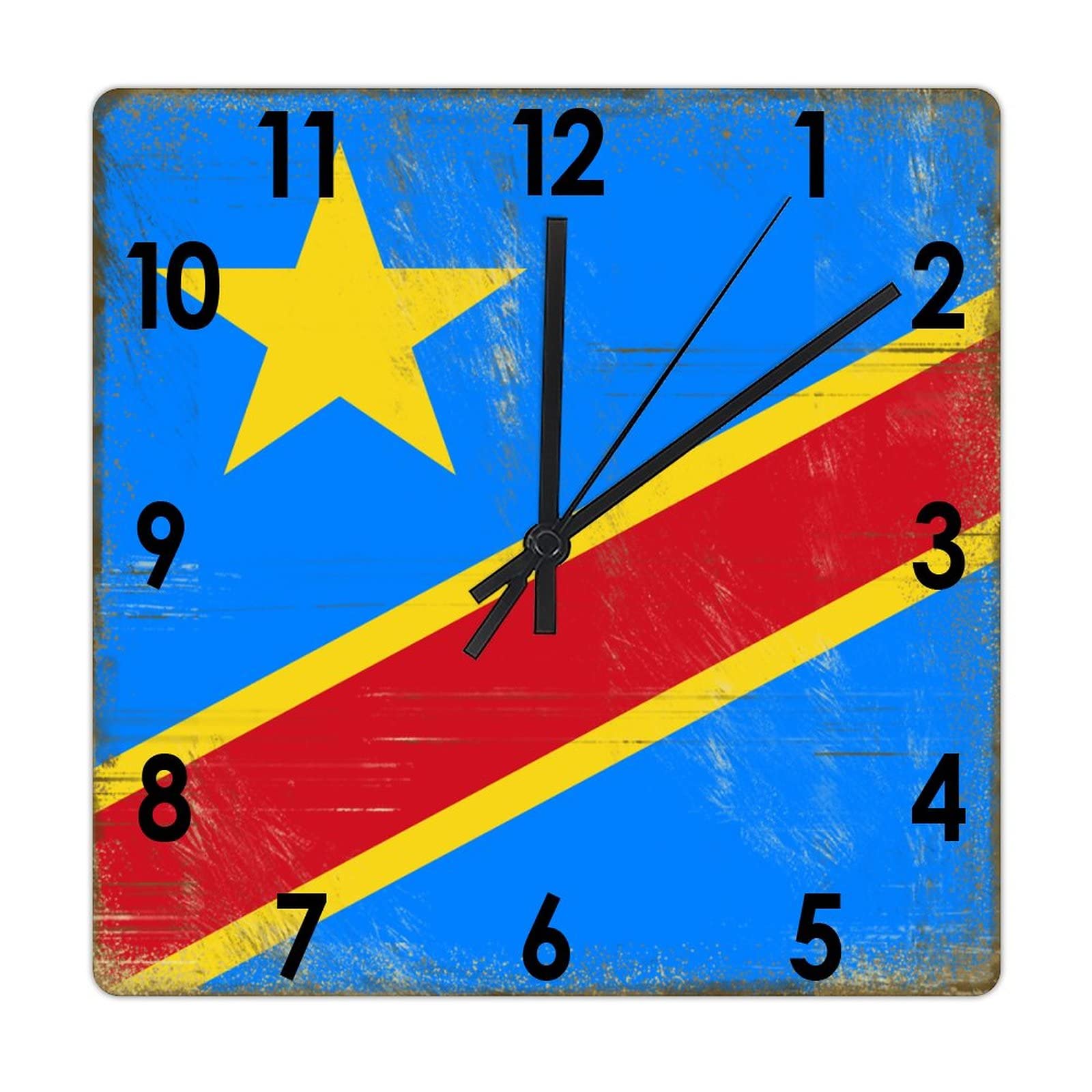 Horloge murale carrée en bois Congo fonctionnement à piles pendule salon silencieuse