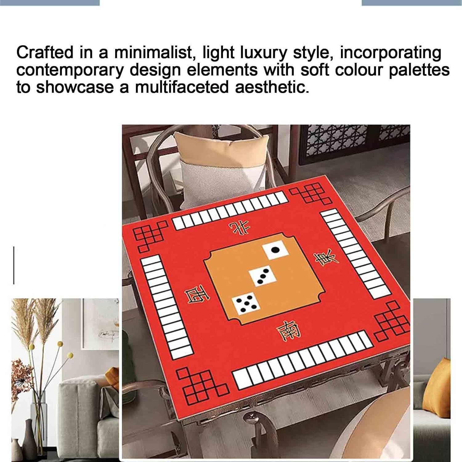Mahjong Mat Thickened Silent Game Mat for Table Parties Square Non-Slip Rubber Mahjong Table Cloth for Living Room Decoration(90 * 90cm,A)