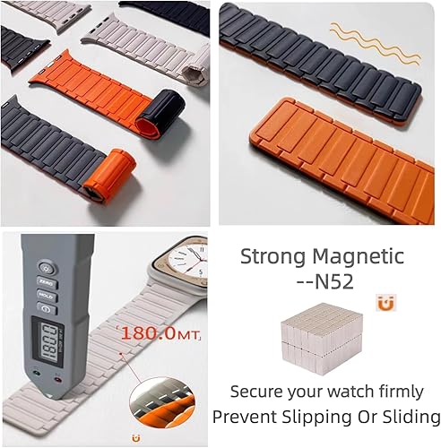 Miniatura 4 de Correa de reloj magnética compatible con Apple Watch Band de 1.929 in 1.772 in 1.732 in 1.654 in 1.614 in 1.575 in 1.496 in pulsera de repuesto de