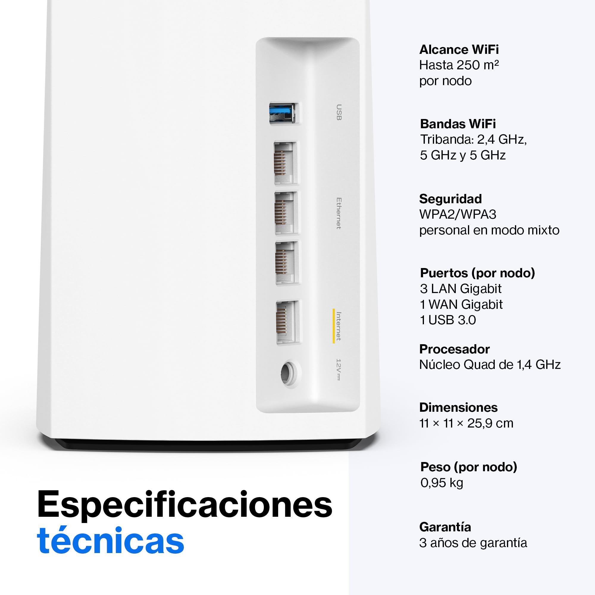 Linksys Velop MX12600 sistema WiFi 6 mesh tribanda (AX4200), router WLAN, repetidor, extensor con hasta 830 m² de cobertura, 3,5 veces más veloz, más de 120 dispositivos, paquete de 3, blanco