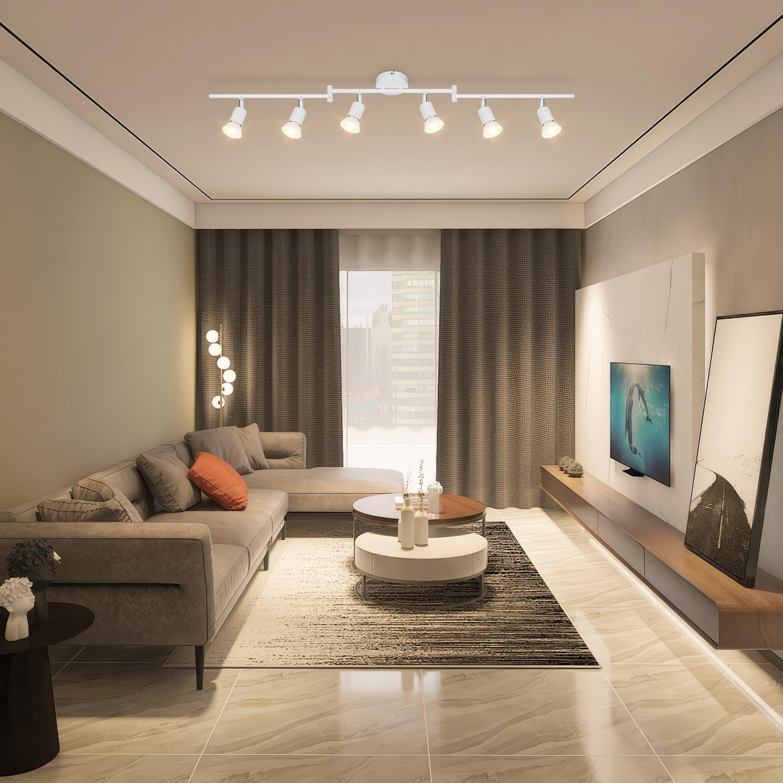 Lámparas de Techo LED 6 Focos Orientables, Luz de techo Blanco Giratoria GU10 para Dormitorio Habitacion Salon Cocina Barra sin Bombilla
