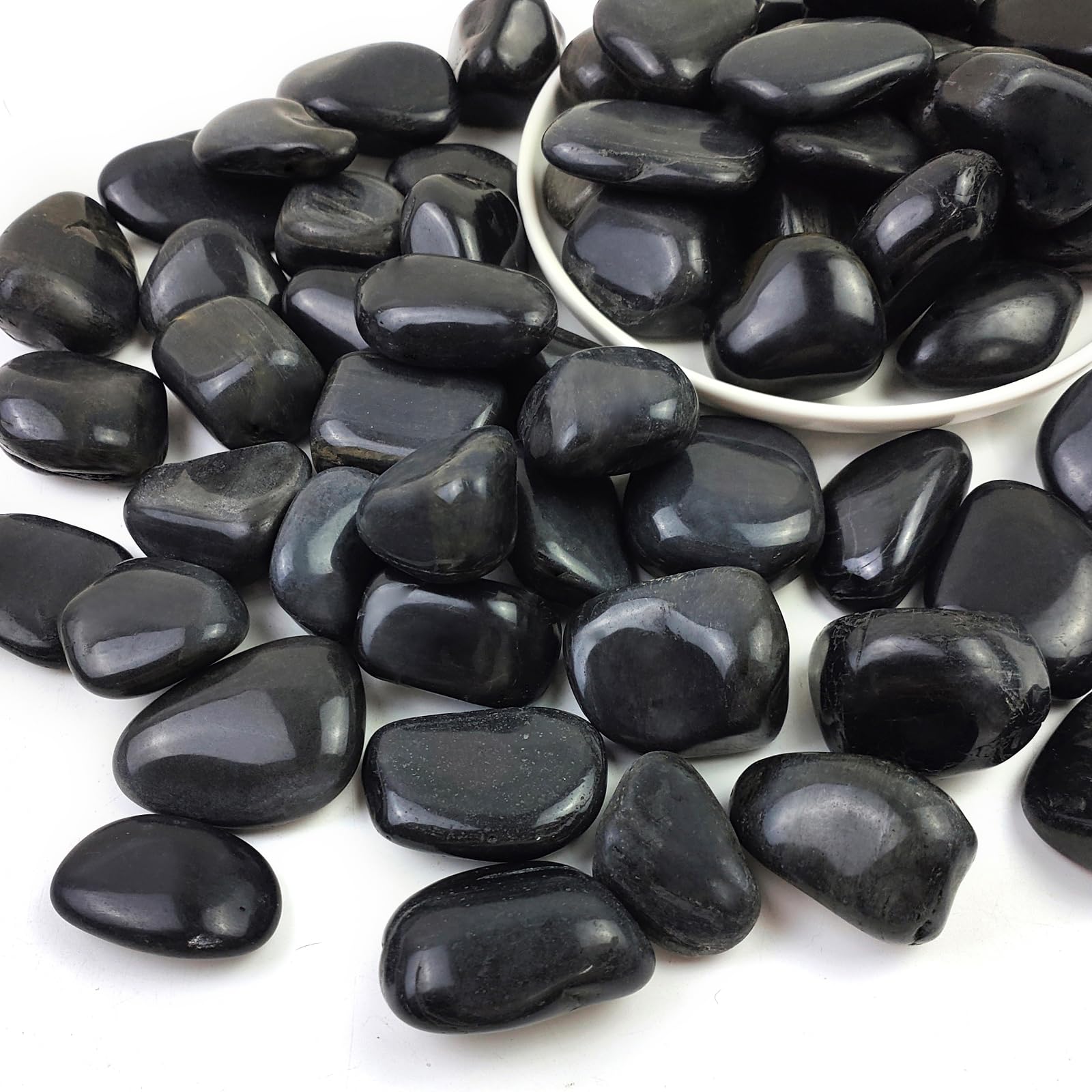 SHIZWU 4.5kg Black Polished Pebbles 20-40mm, Decorative Stones for Plant Pots Vases, Fish Tanks