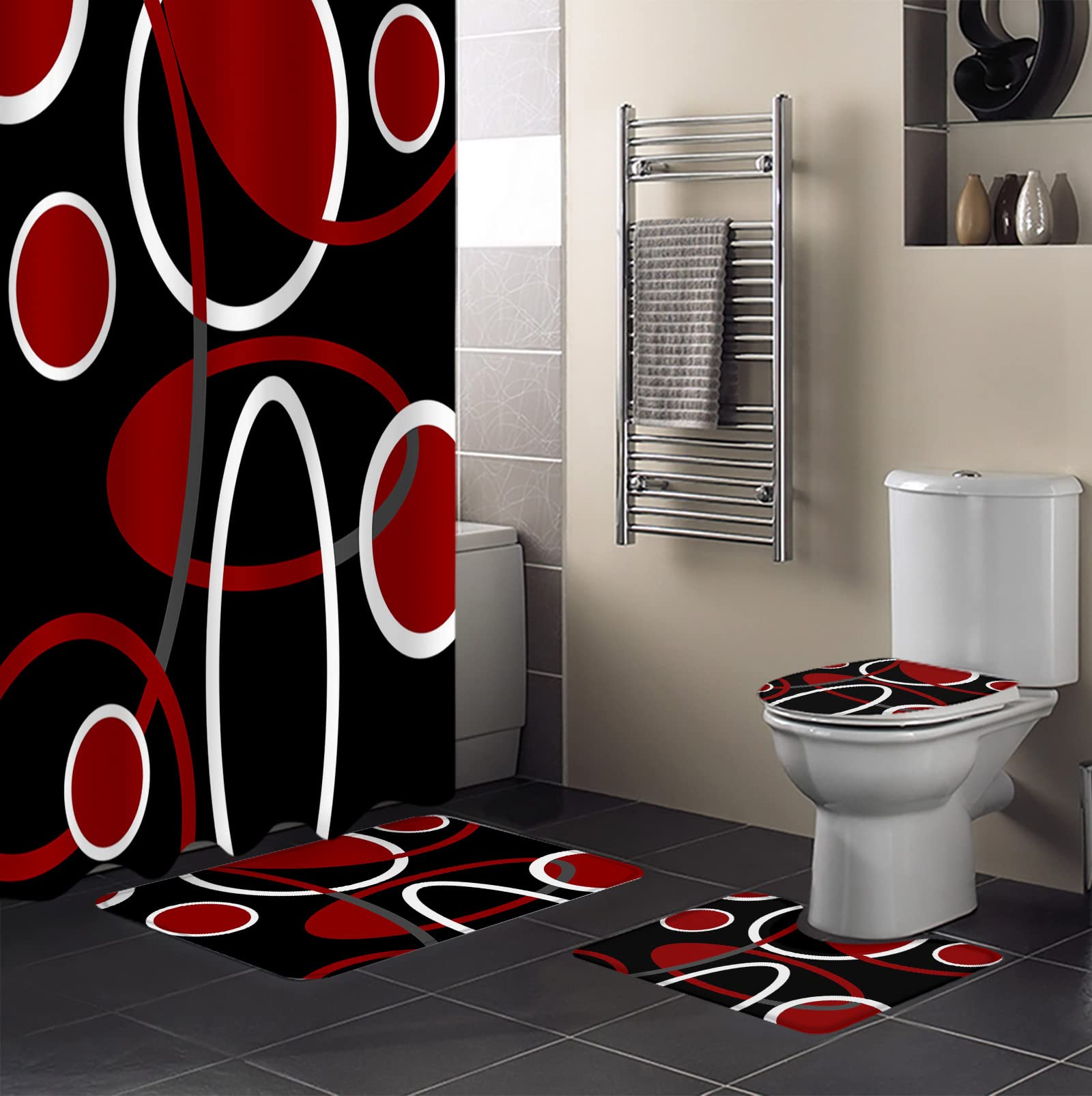 Red And Black Bathroom Ideas Red Bathroom Stock Illustrations