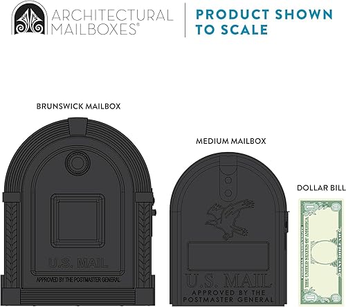 Miniatura 8 de Brunswick Buzón grande, acero, montaje en poste, negro con níquel cepillado