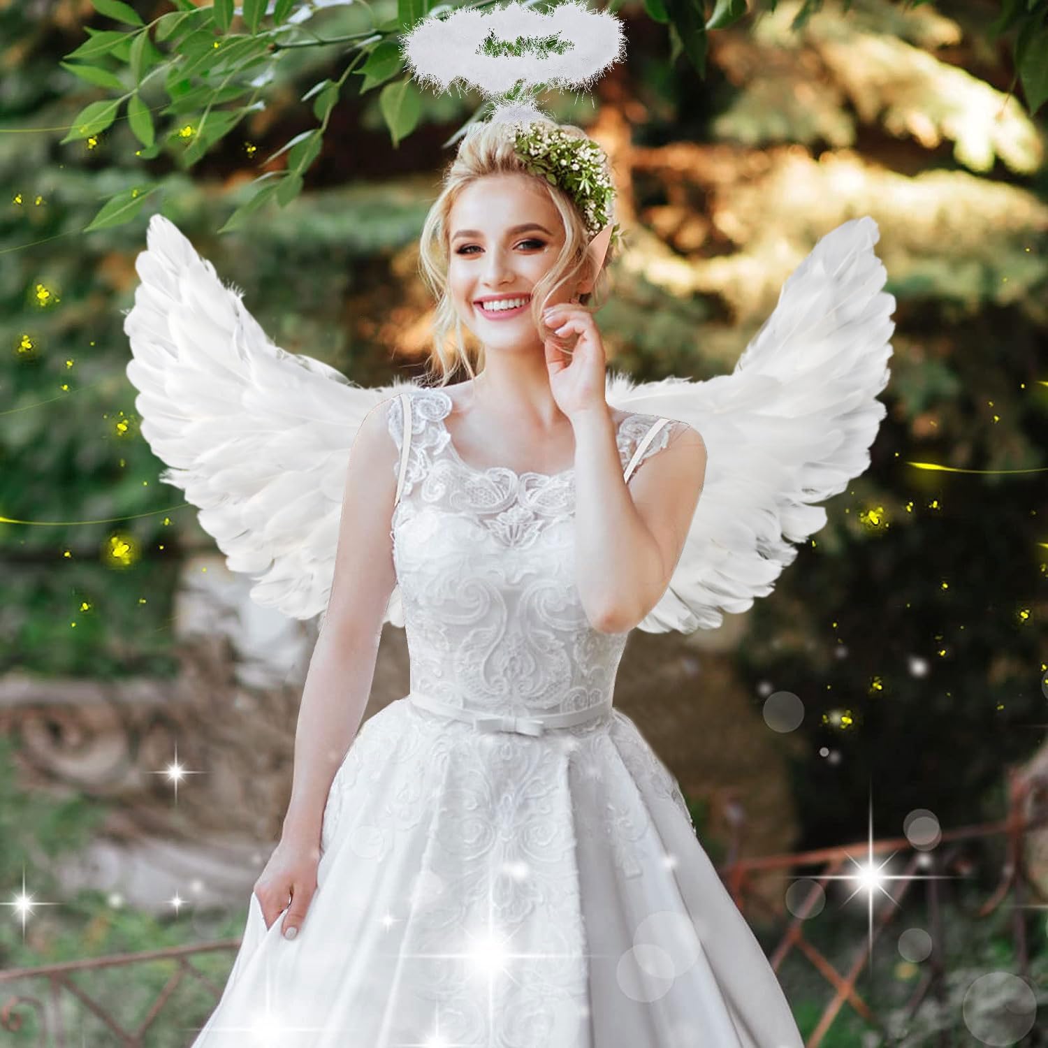 Treat ürself angel wings dress Buy Sunshine smile 80 cm White Angel Wings with Halo, Angel Wings