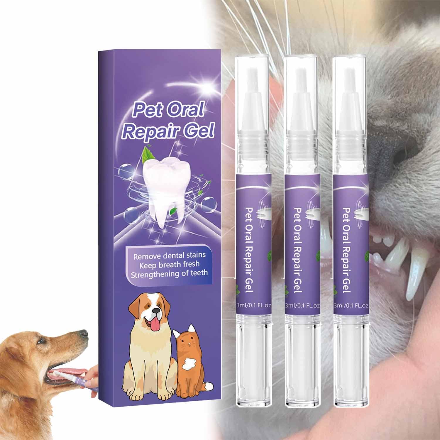 Ipawsplus Tooth Gel, Dog Toothbrush, Pets Toothbrush, Pet Oral Repair Gel for Dogs, Pet Oral Repair Gel Pen for Dogs (3pcs)