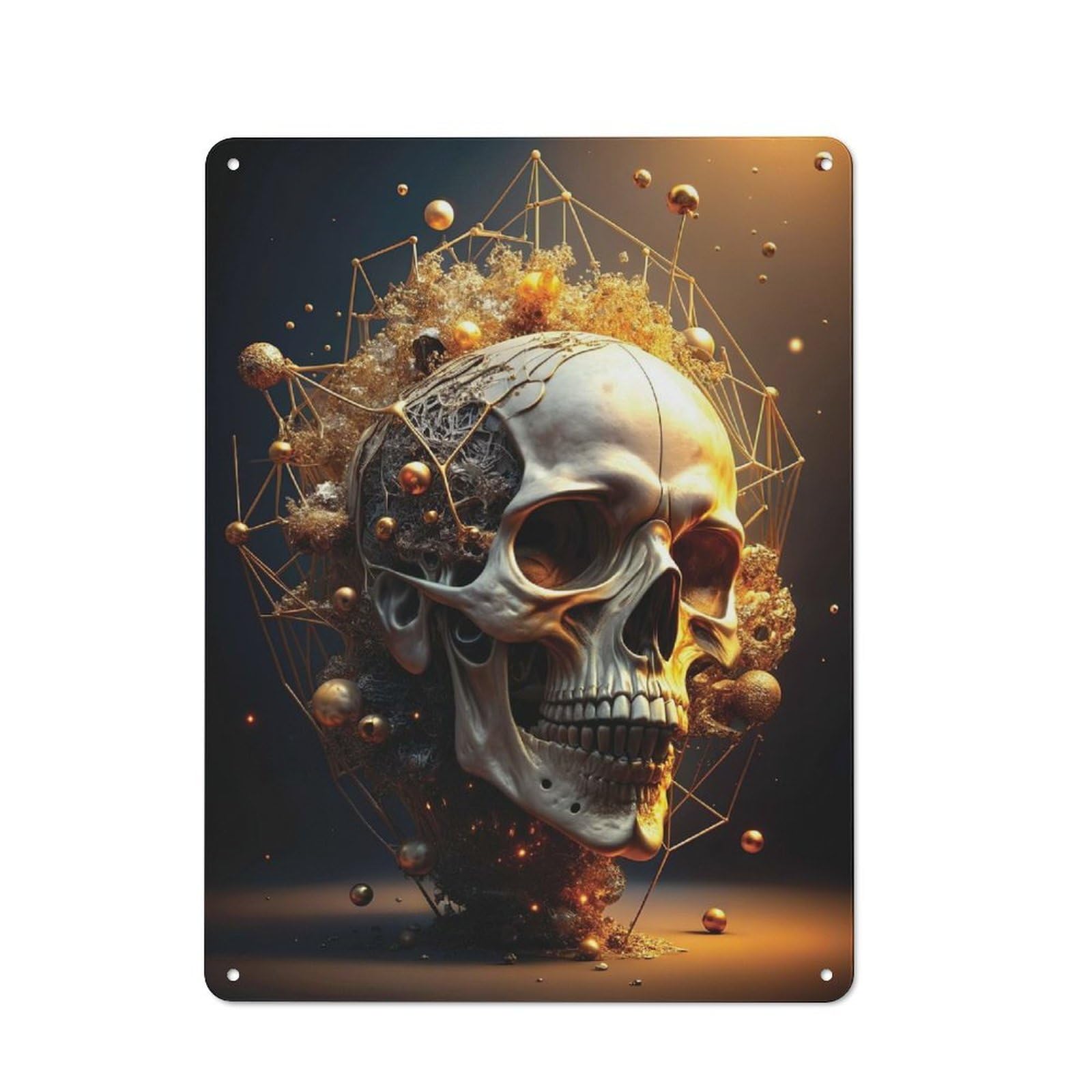 Metal Sign 40x30cm with Mesmerizing Skull Art for Garage Wall, Vintage Decor, Winter Wall Decor for People Furnishing A Garage