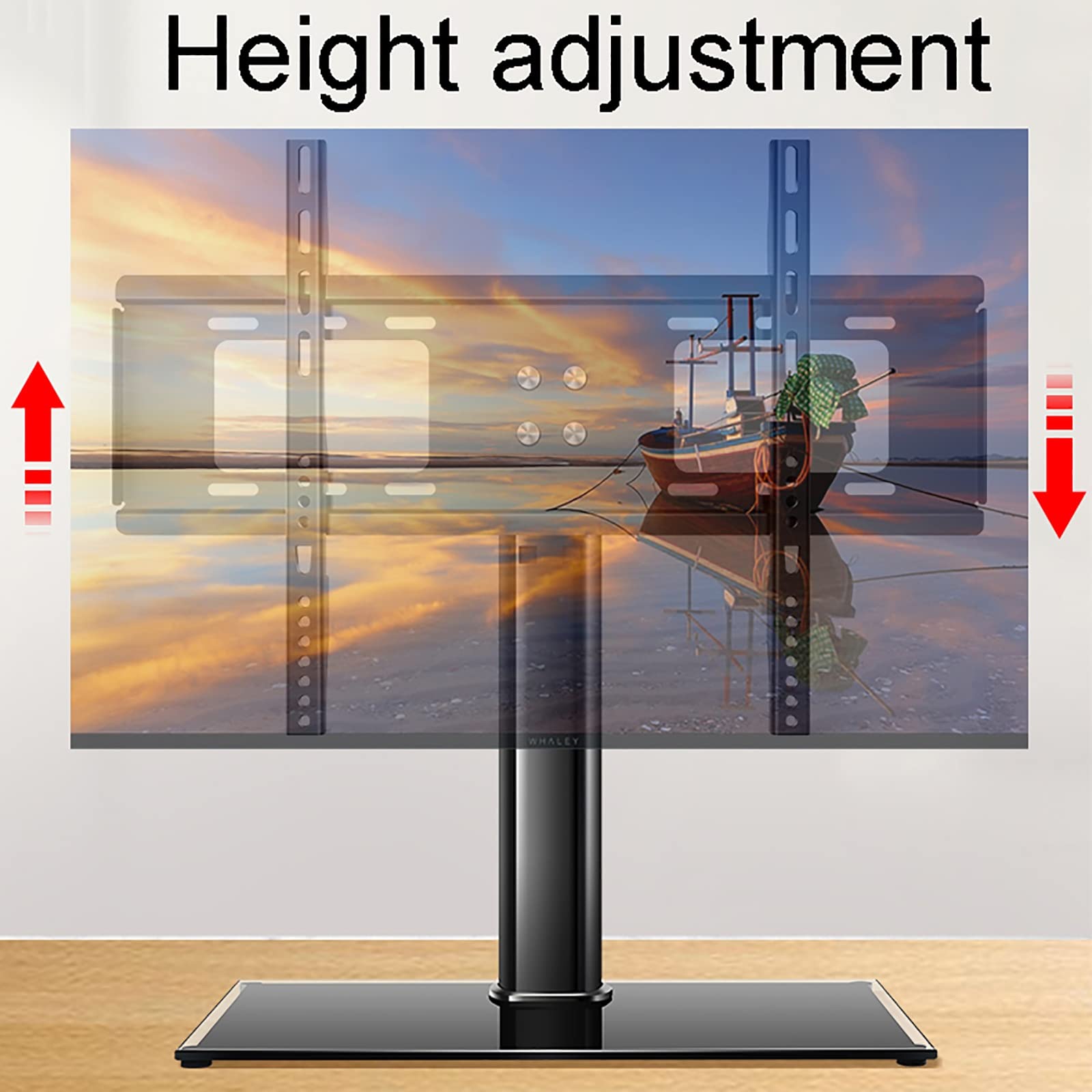 YCQYM Soporte para TV de Altura Ajustable Base de Vidrio Templado Se Adapta a televisores de Perfil bajo de 3255 Pulgadas Ideal para Uso en Esquinas y dormitorios Soporte de Pared Resistente para una