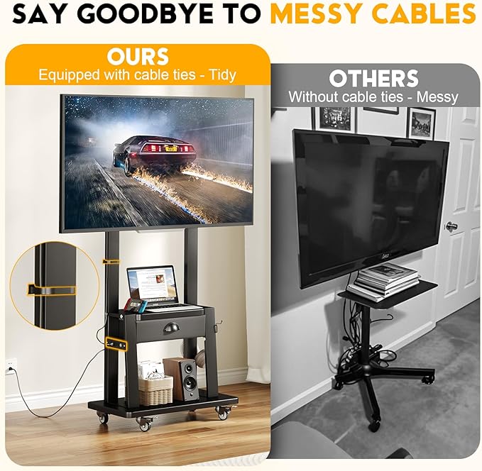 Soporte Móvil para TV con Ruedas y Cajón, 23-75 pulgadas, Aokitsink miniatura 7