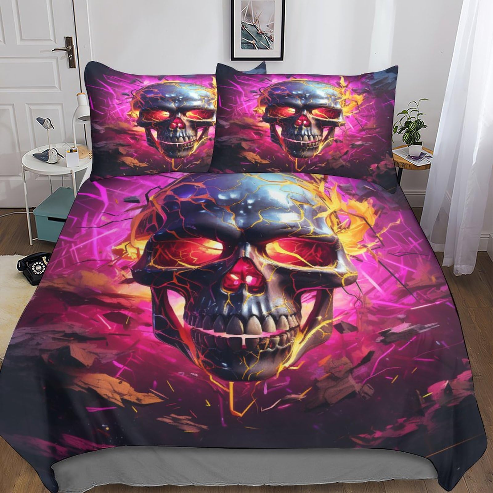 Parure de lit crânes IOFEER pour transformer l'ambiance mystérieuse de votre chambre