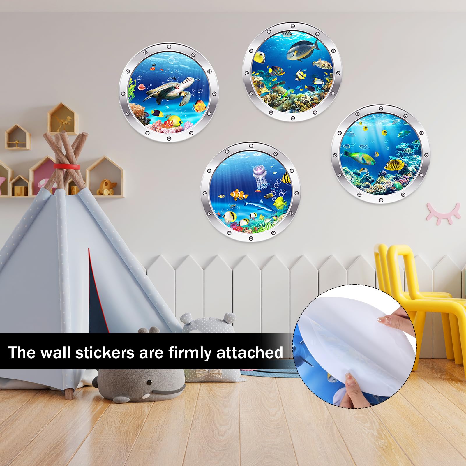 Zimoer 3D Underwater WorldWall &Sticker Pack, Sea Animals Decoration for Bathroom Bedroom, Baby Room, Children's Room - Image 3