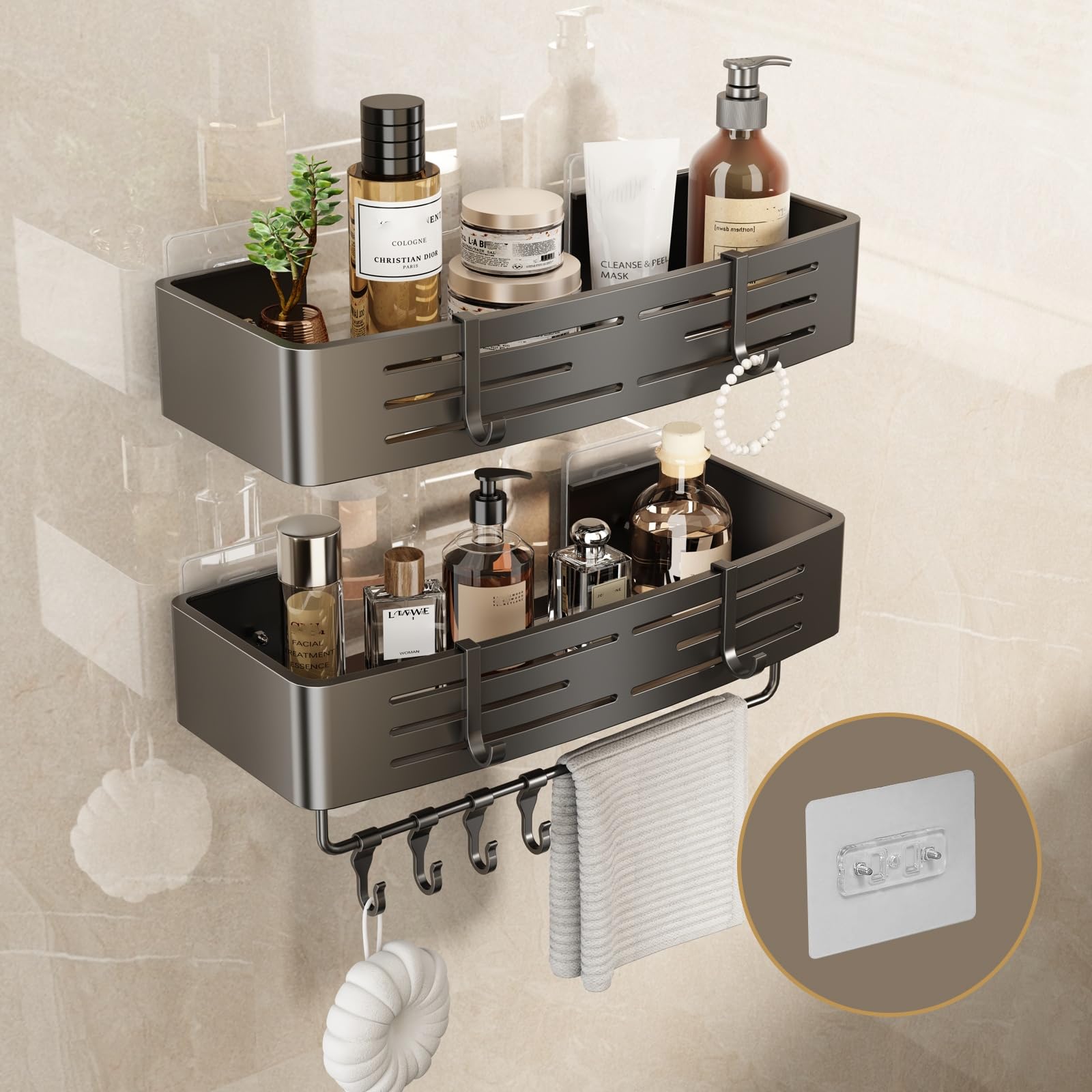 VOLPONE Shower Caddy No Drilling Shower Shelves for Inside Shower Heavy Duty Bathroom Organizer Storage Rack Adhesive with