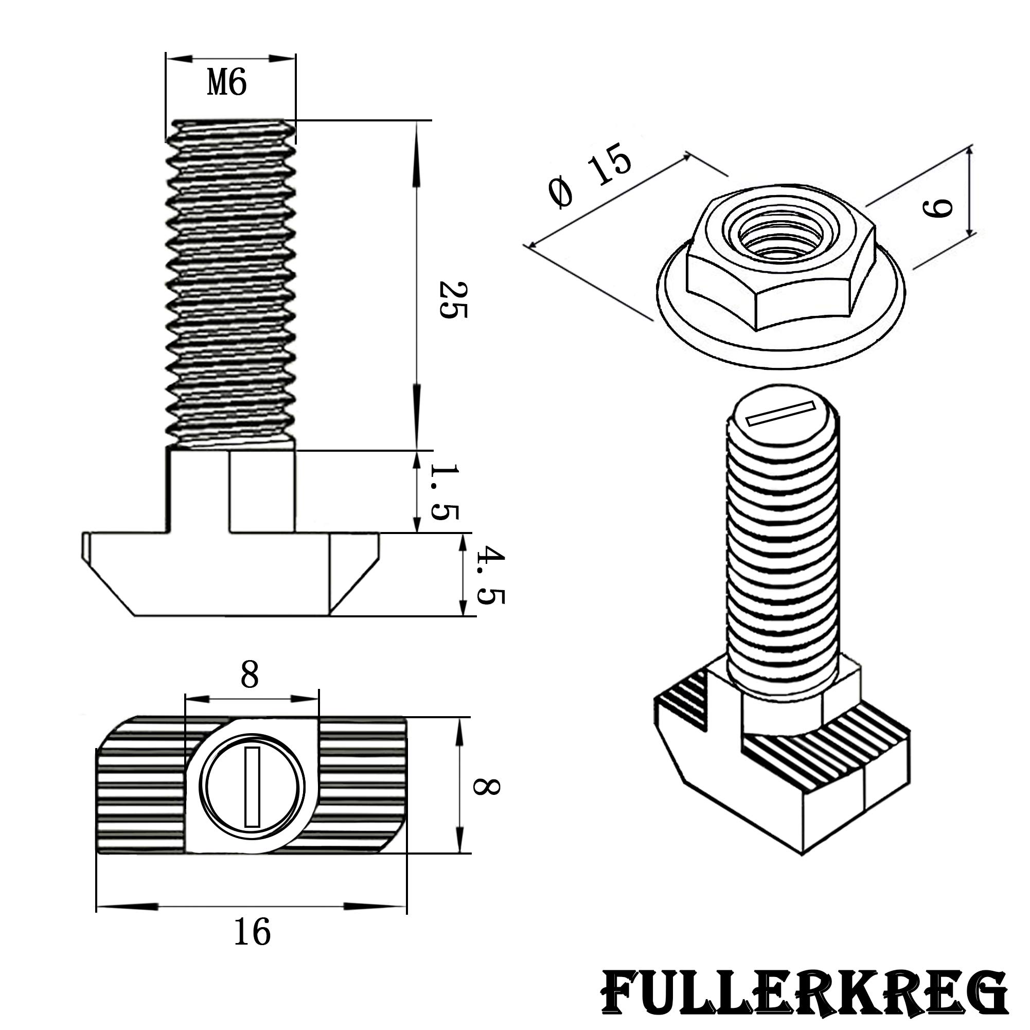 20 Viti Per Serra Con Dado Flangiato M6 X12mm - In Acciaio Inox Per Fissaggio Profili Serra - Foto 3