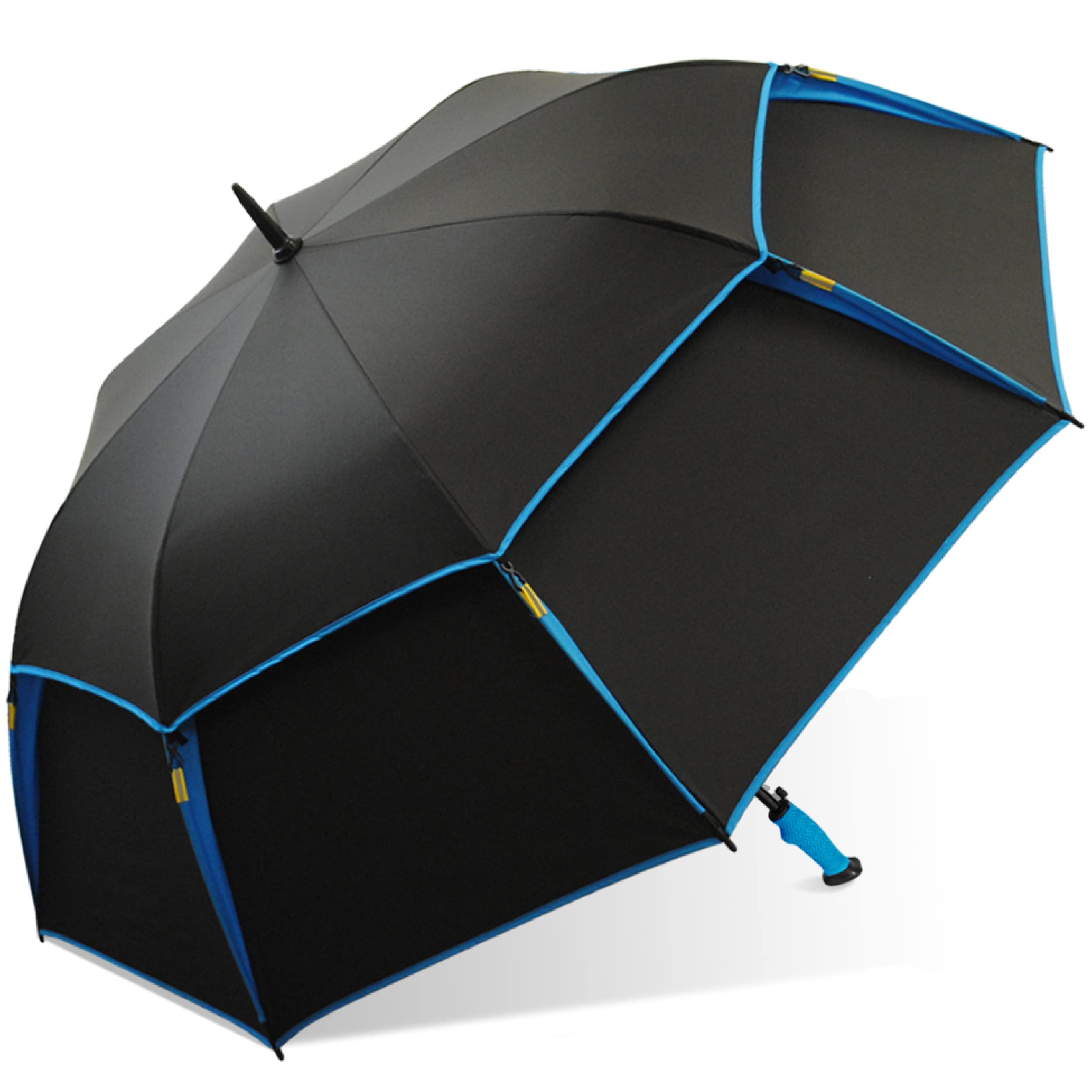 Greg Norman 62/66 inch Golf Umbrella, Automatic Compact, Fiberglass, Lightweight, and Wind Resistant Folding Umbrella for Travel and Rain, Vented Canopy