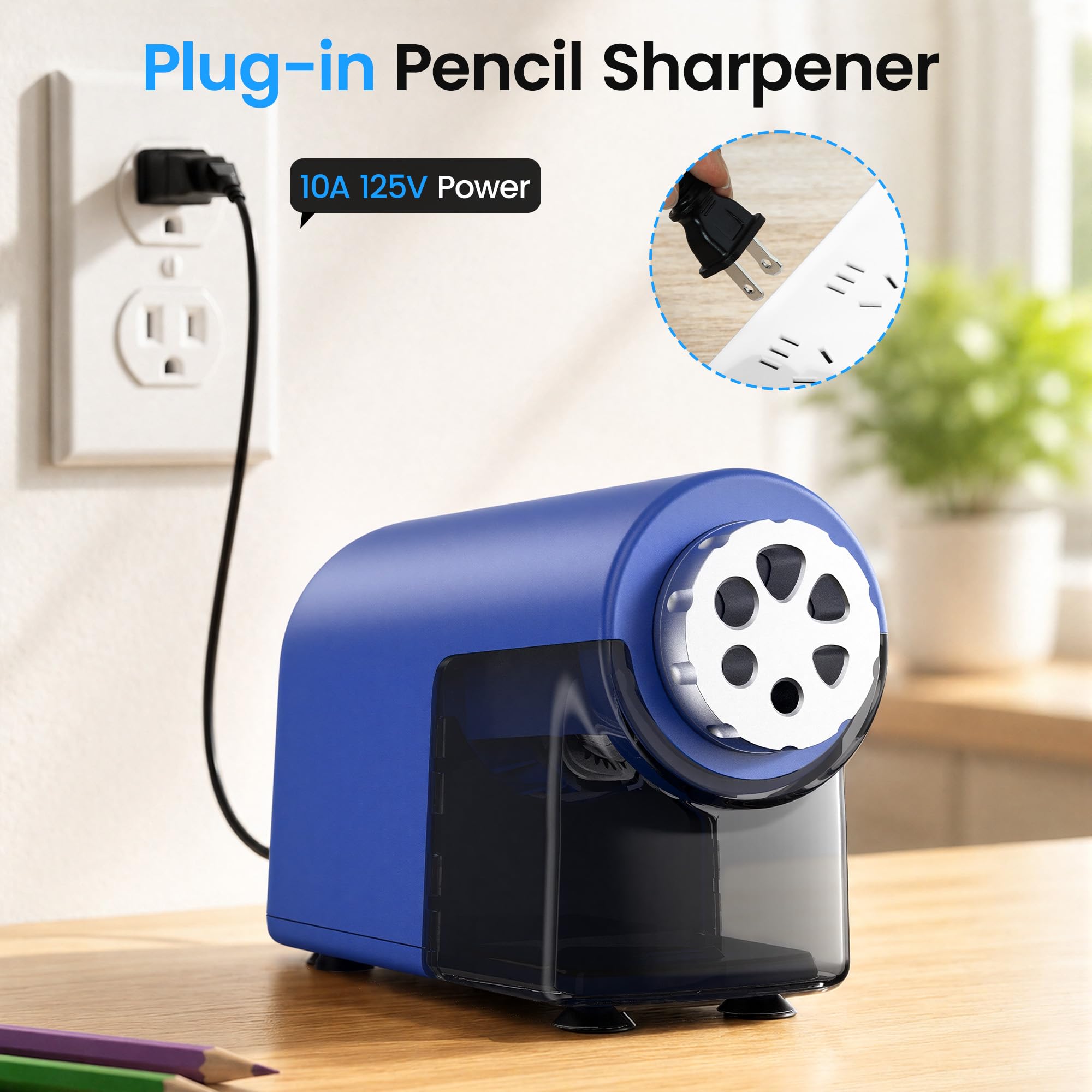deli Elektrischer Bleistiftspitzer, robust, Blau