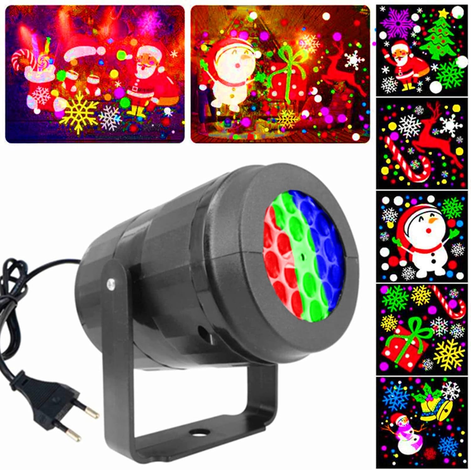Christmas LED Projection Lamp Waterproof Indoor Spotlight 16 Patterns Auto-Rotating Party Lantern Holiday Decoration Lighting