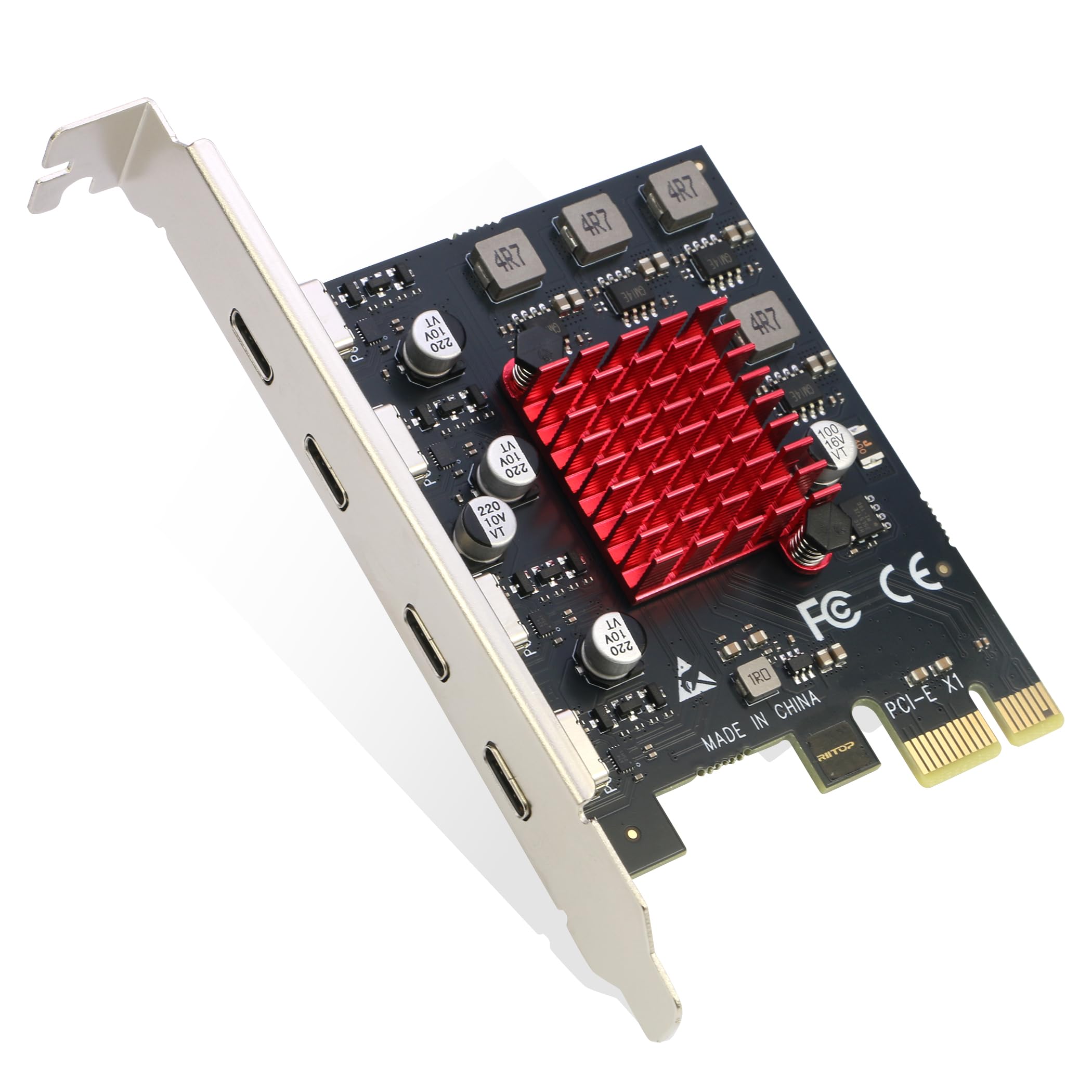 USB C PCIe Card,RIITOP PCIe x1 to 4Ports USB 3.2 Gen1 Type-C Expansion Adapter (No Additional Power Required)-image-29
