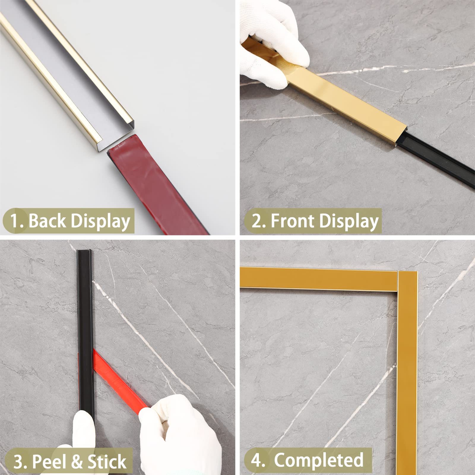 Snapklik.com : Trimold Peel And Stick Stainless Steel Wall Trim Frame ...