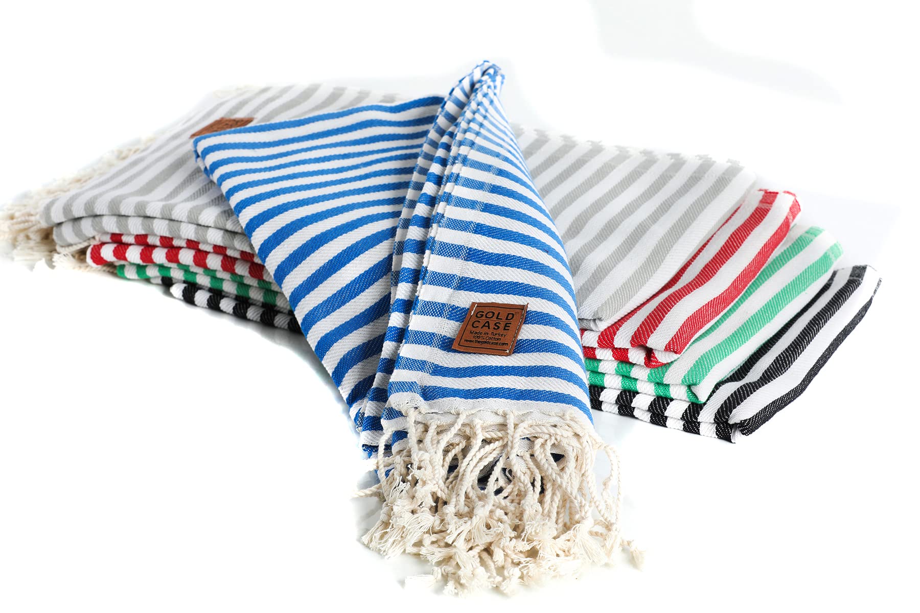 Gold CASE Turkish Beach Towel Set of 5-100% Cotton Beach Towels Oversized 71 x 40'' - MYRA Extra Large Beach Towels - Quick Dry & Sand Free Beach Towel - Turkish Towels for Pool - Multi