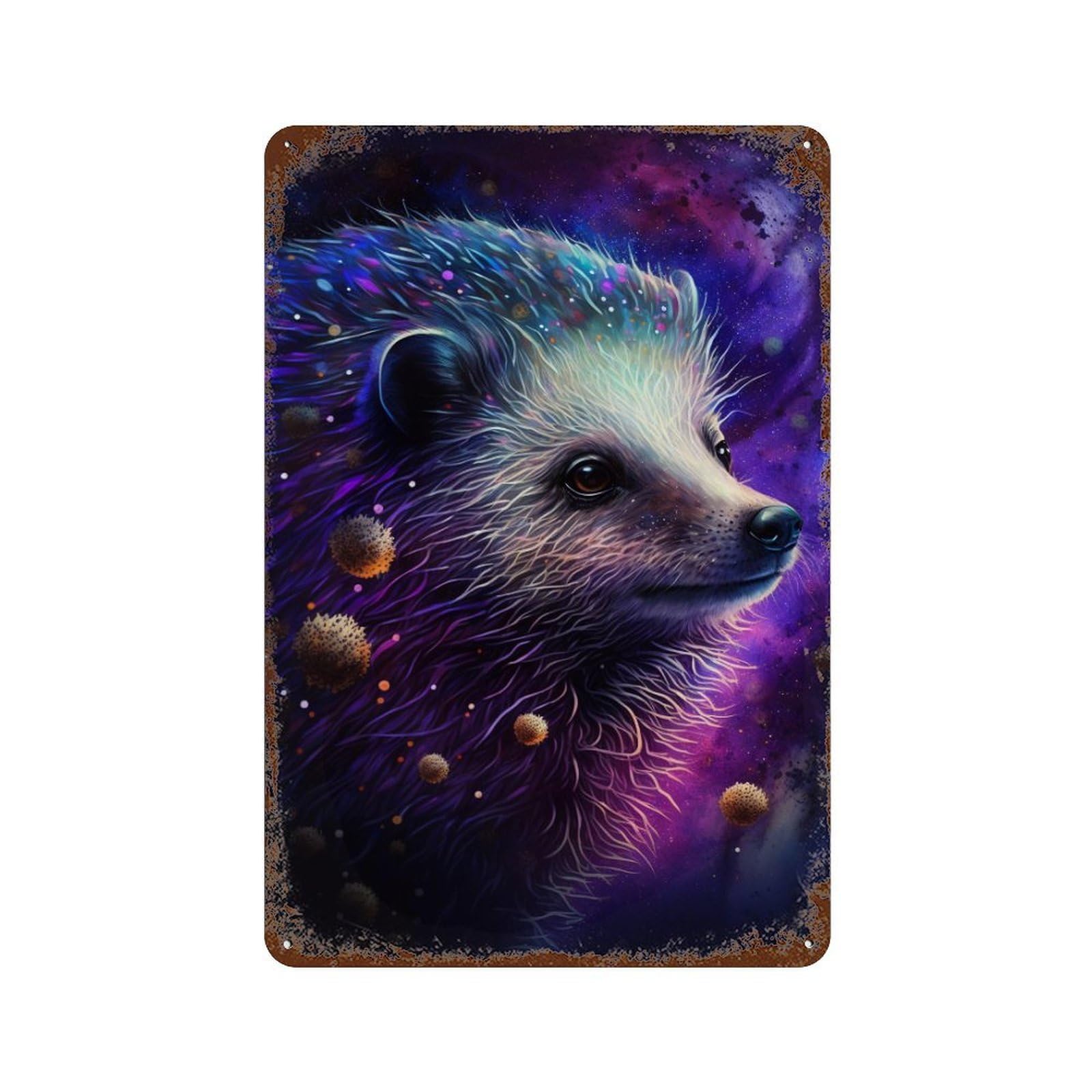 Cosmic Hedgehog Art Print-11 Vintage Metal Tin Sign 11.8"x7.9", Farmhouse Wall Decor for Garage, Bar And Workshop Decor