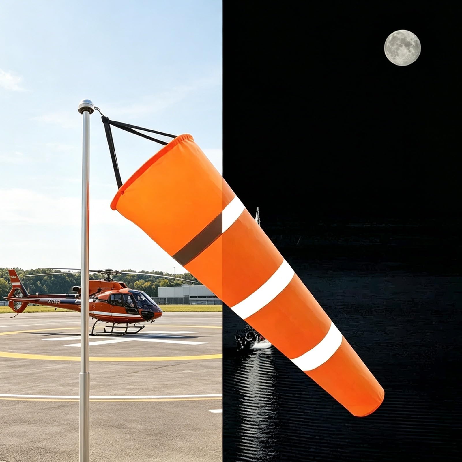 7.2 ft Spinner Windsock and Stainless Steel Pole Kit, Airplane Wind Direction Indicators for Ground, Sailboats/Roofs High-Visibility Wind Vane(200 cm (78.7"))