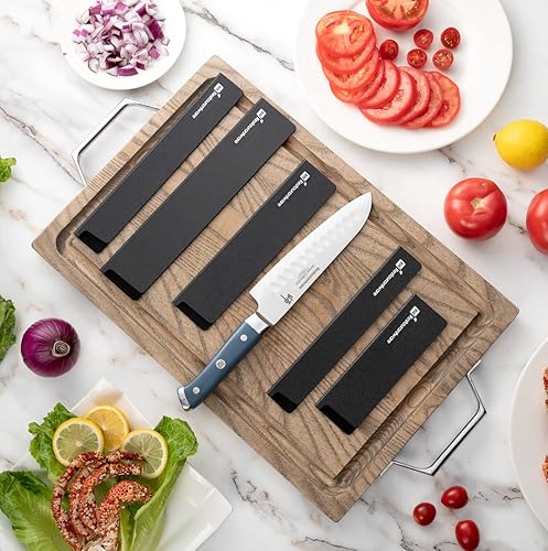 Miniatura 9 de Restaurantware Protector de cuchilla de plástico negro para cuchillos, se adapta a Santoku y cuchillo de chef, 8.5 x 2 pulgadas, forro de fieltro, a