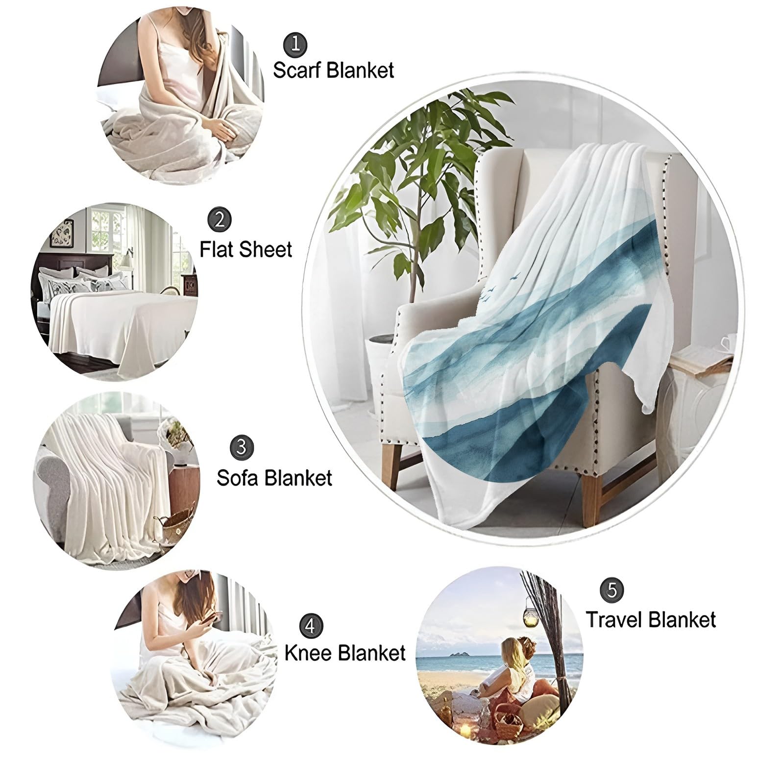 Générique Plaid Couverture Polaire 180x200 cm Paysage De Montagne Couverture Polaire en Microfibre Douce, Couverture en Peluche Chaude et Confortable pour Canapé ou Lit