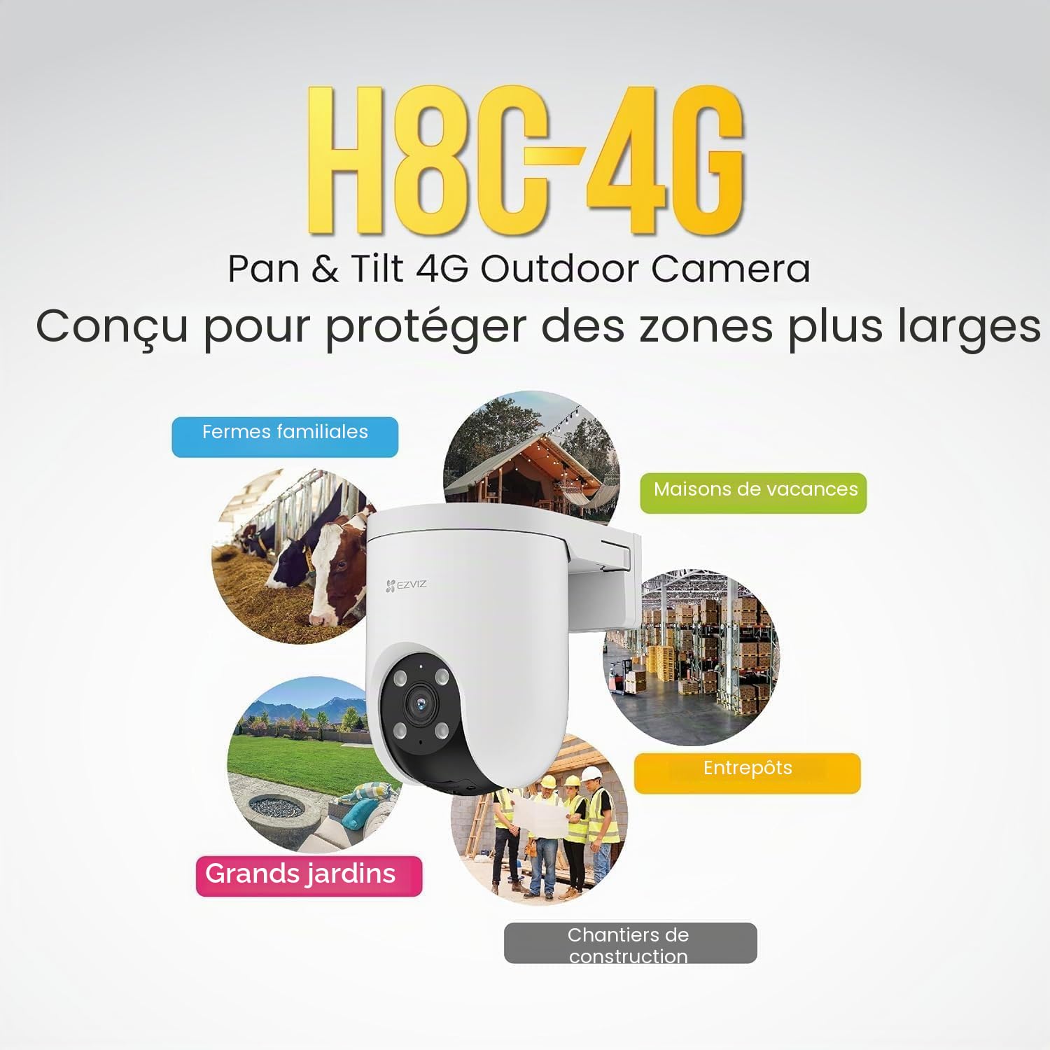 Cs-H8C (3Mp,4G) Caméra 4G Motorisée avec Port Rj45, Protection Fiable, sans Wi-FI