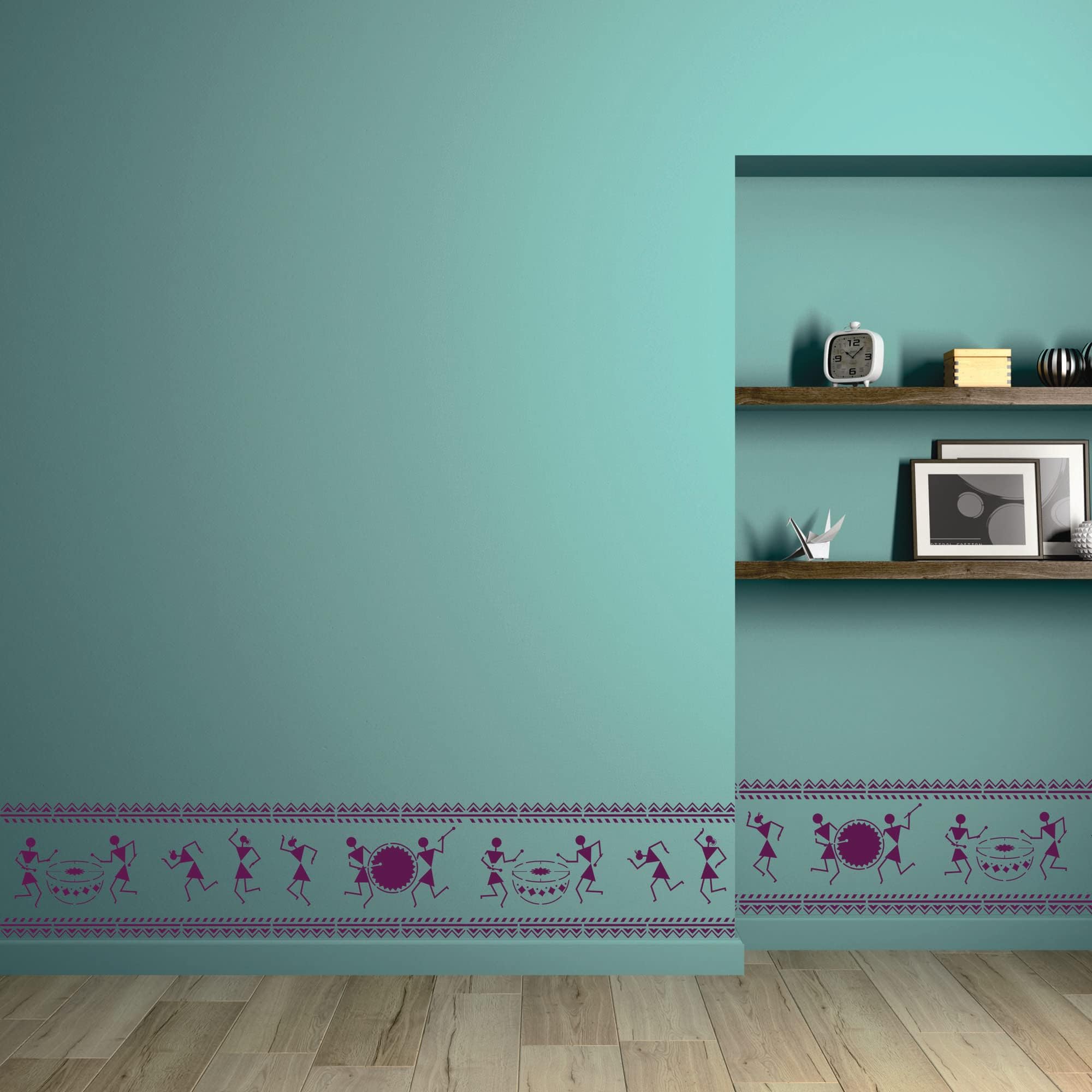 Newcrfts Transform Your Home Decor with Willson Warli Arts Reusable Wall Stencils - Intricate Designs Inspired by Indian Tribal Art, Durable Mylar Material, and Perfect for DIY Projects-Nc-1202