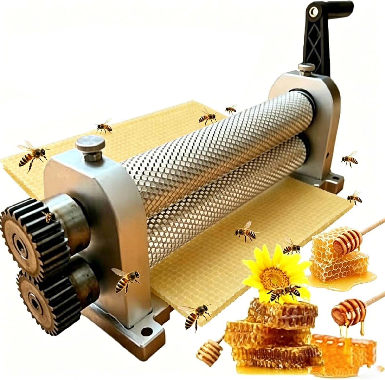 XUXIAO Manual Beeswax Comb Foundation Roller Mill Machine, Bee Wax Foundation Sheet Mills Machine, for Beeswax Foundation Production 4.9mm