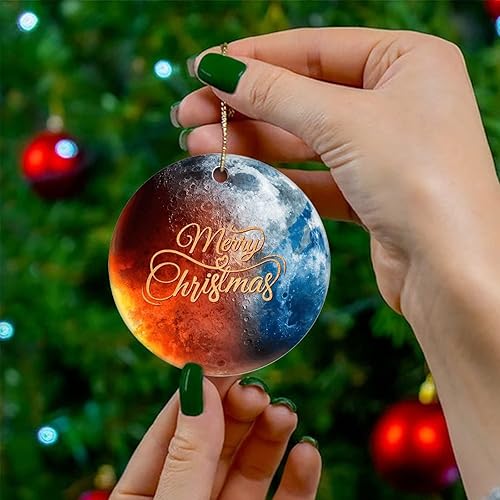 Miniatura 4 de Two-Side Printed Cosmic Galactic Planet Ceramic Christmas Ornament Novelty for Family Friends Kids Space Enthusiast Christmas Keepsake Pendants