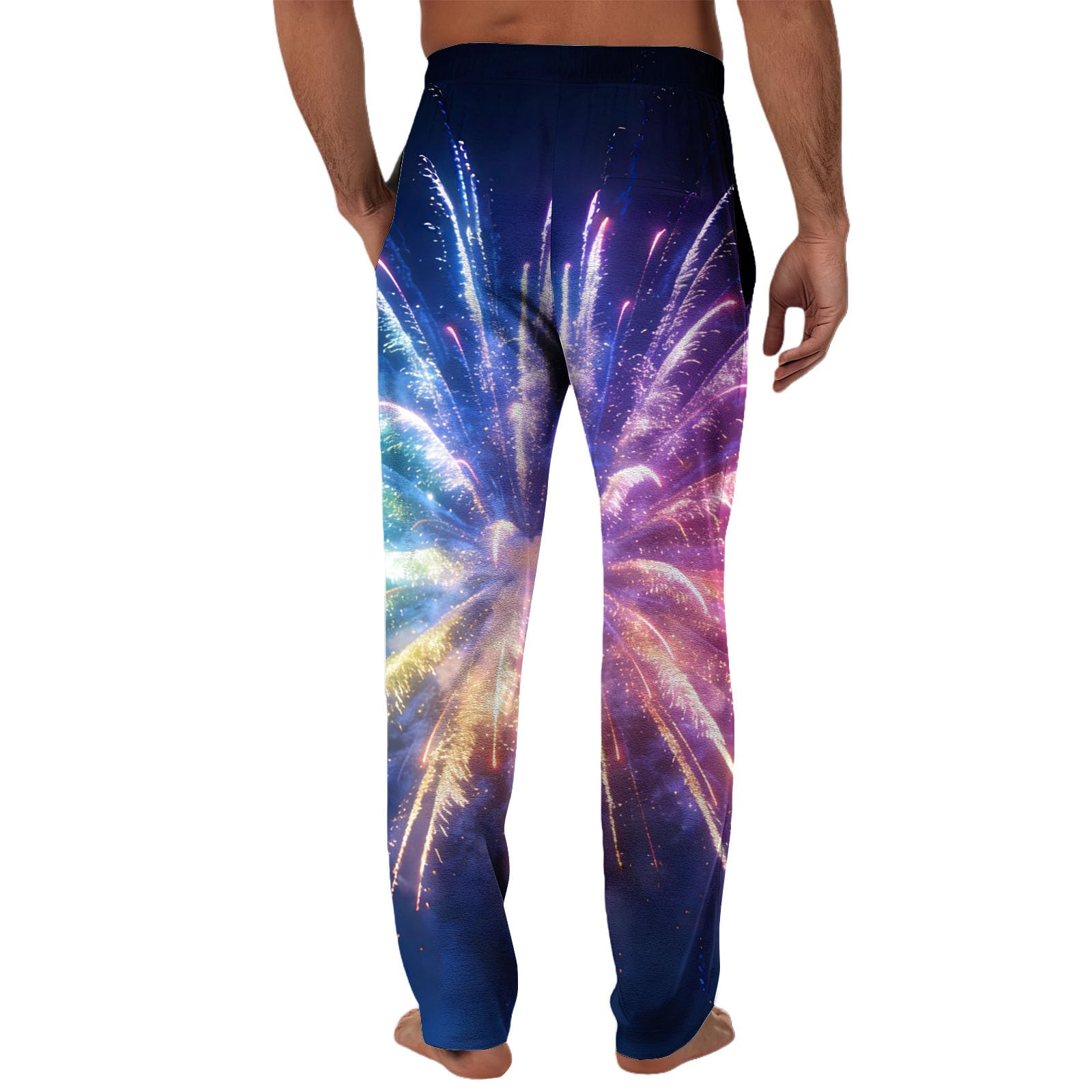 Generisch Pantalon de pyjama en flanelle pour homme avec motif