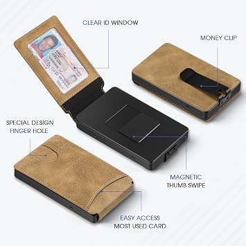 Zitahli Slim Wallet for Men, Minimalist Mens Wallets, RFID Blocking Credit Card Holder, Pop Up Metal Bifold, Business Card Case, with Gift Box