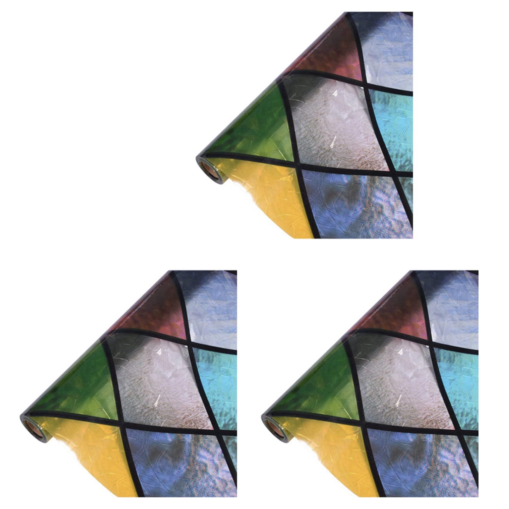 Vjsujehgy 3X Privacy Window Film, Stained Glass Rainbow Window Tint, Glue Free 3D Decorative Window Stickers for Home, 60cm