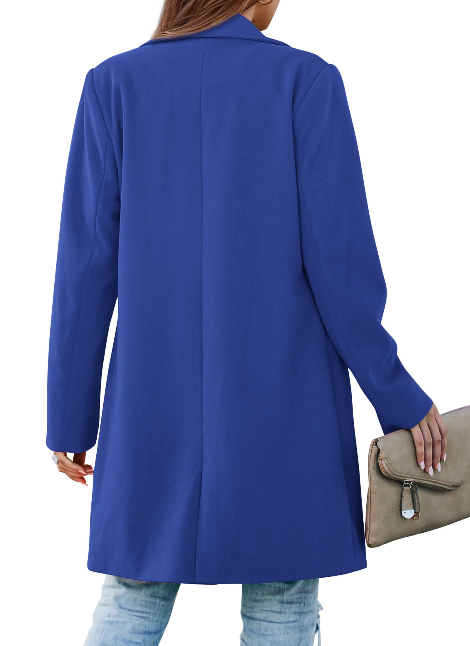 PRETTYGARDEN Women's Business Casual Long Blazer Jackets(Royal Blue,S) view 2