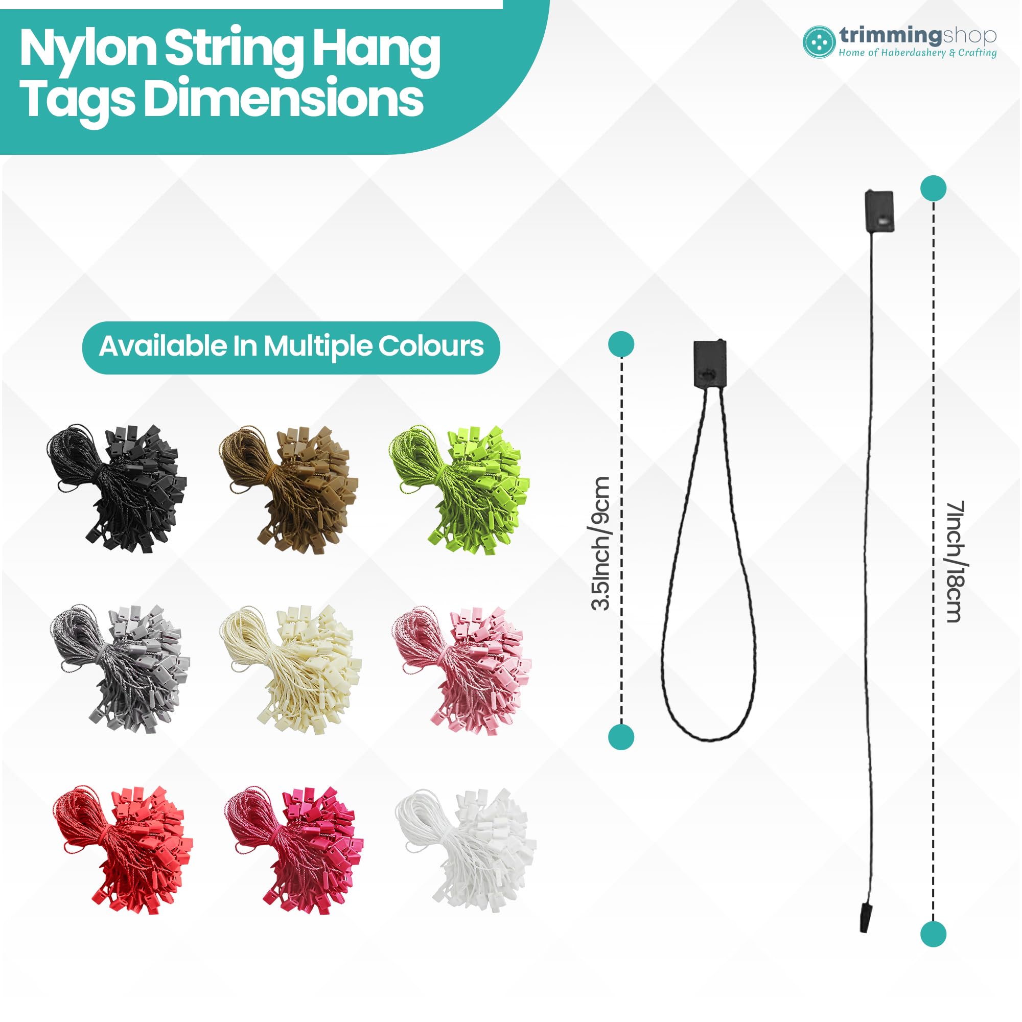 Trimming Shop 100pcs Stringhe Nylon 18cm Con Gancio A Scatto – Per Etichette, Abbigliamento, Regali - 4