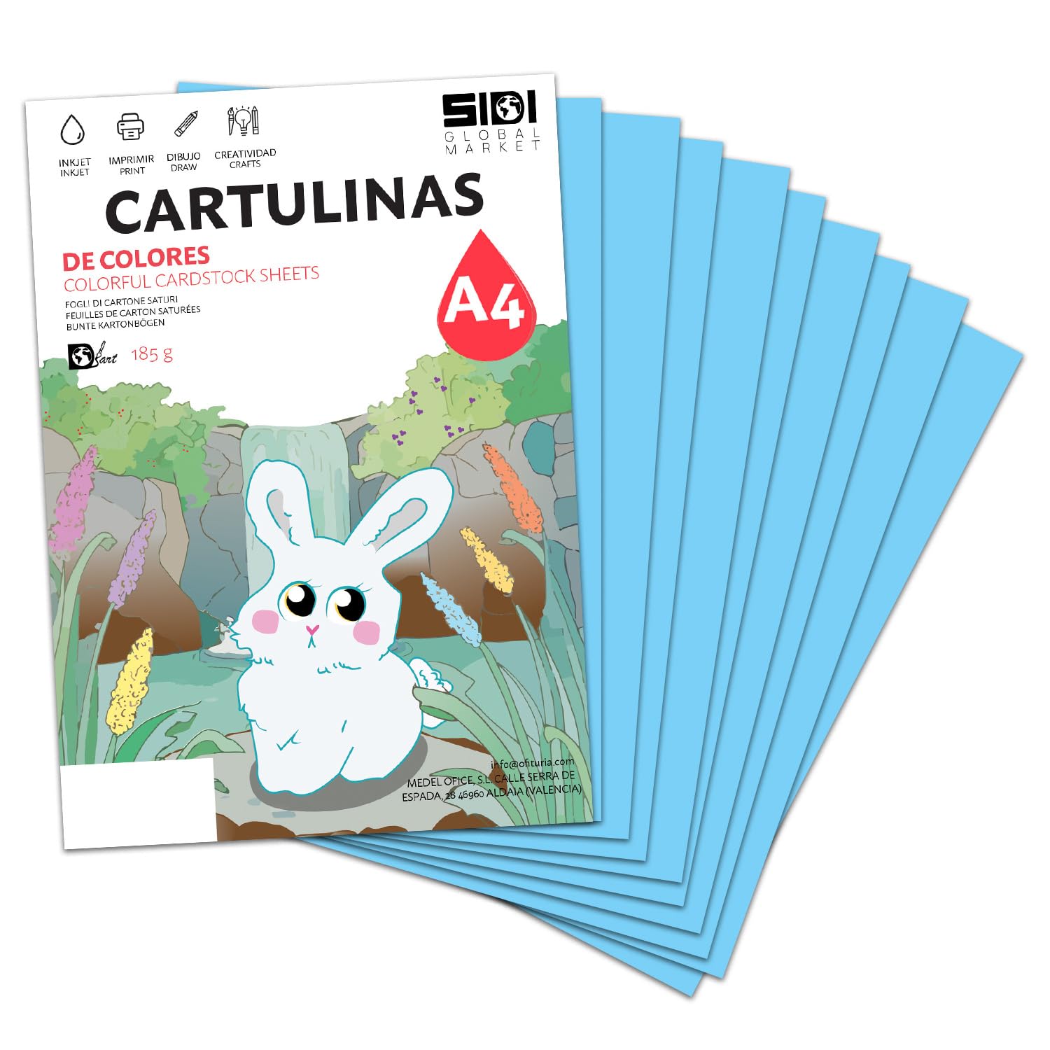 Cartulina A3 Fluor 185 g Cartulina Fluorescente de Colores Neon para Manualidades, Scrapbooking, Impresora Inkjet y Láser, Pack Variado Alta Visibilidad – SIDI (fluor, 25h) — view 24