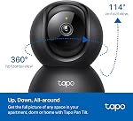 Tapo par TP-Link Caméra de sécurité Pan/Tilt pour moniteur de bébé, Caméra pour animaux de compagnie avec détection de mouvement, 1080P, 2-Way Audio, vision nocturne, nuage & SD Stockage de cartes, fonctionne avec Alexa & Google Home, Noir (Tapo C201)