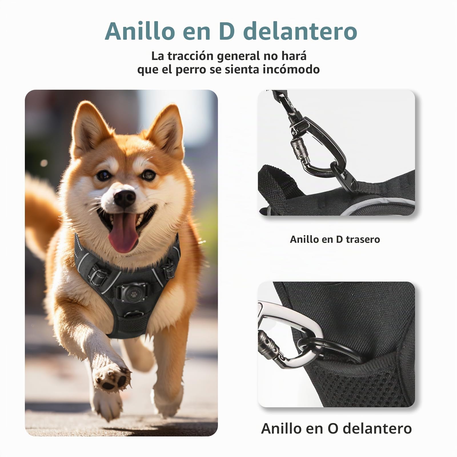 AirTag - Arnés para Perro, Chaleco Integrado para Perro con Soporte 100% Impermeable, arnés Reflectante sin tirones y sin estrangulamiento con Funda Apple Air Tag para Perros pequeños, medianos y