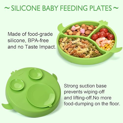 Miniatura 2 de Juego de alimentación para bebés, juego de utensilios de alimentación para bebés con placas de succión, baberos ajustables, tenedores y cucharas