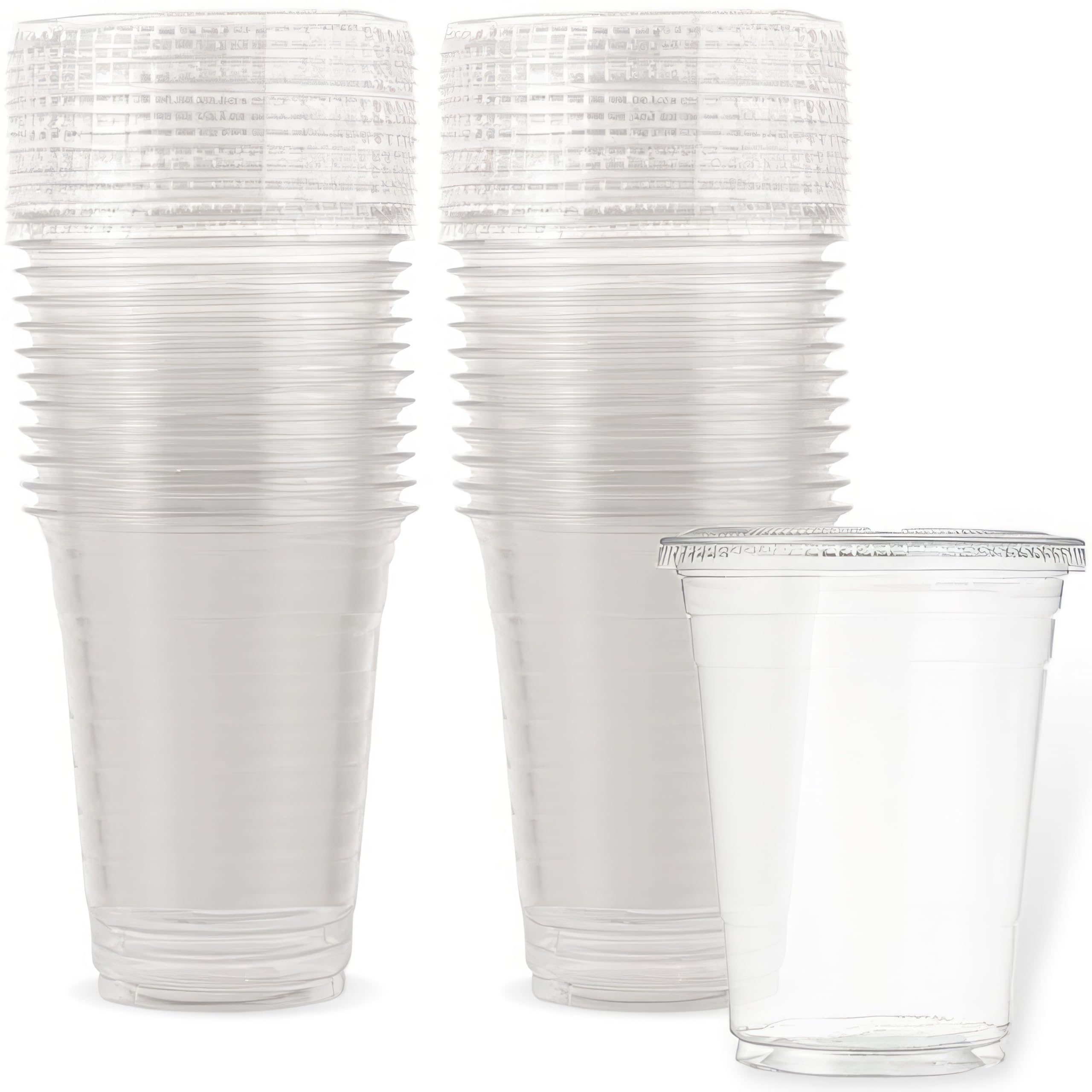 Blue Sky Clear Disposable PET Cups & Lids Combo - 20oz | 28 Count - Perfect for Parties, Picnics and To-Go Beverages