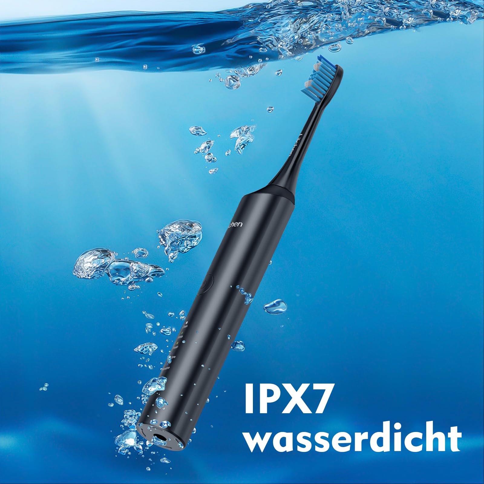 Lächen Cepillo Electrico Dientes Cepillo Dientes Sonico con,3 Modos de Cepillado,4 Recambio Cabezales,Temporizador de 2 minutos, Carga rápida de USB,por 60 Días, IPX7 Impermeable Negro