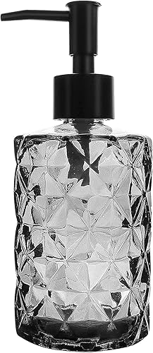 Dispensador de jabón de vidrio, dispensador de jabón de lavado recargable de 11.2 fl oz/11 oz con bomba, líquido de mano, detergente para platos,