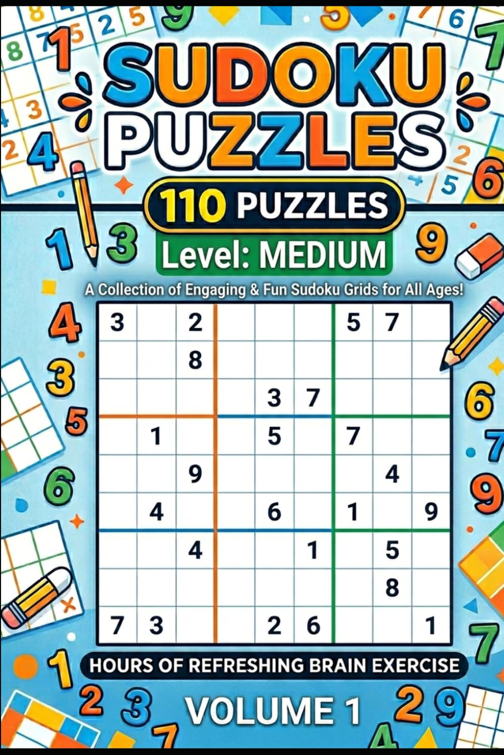 Medium Sudoku Puzzle Book: 110 Logic‑Boosting Puzzles with Full Solutions | Perfect for Intermediate Solvers (Sudoku books)