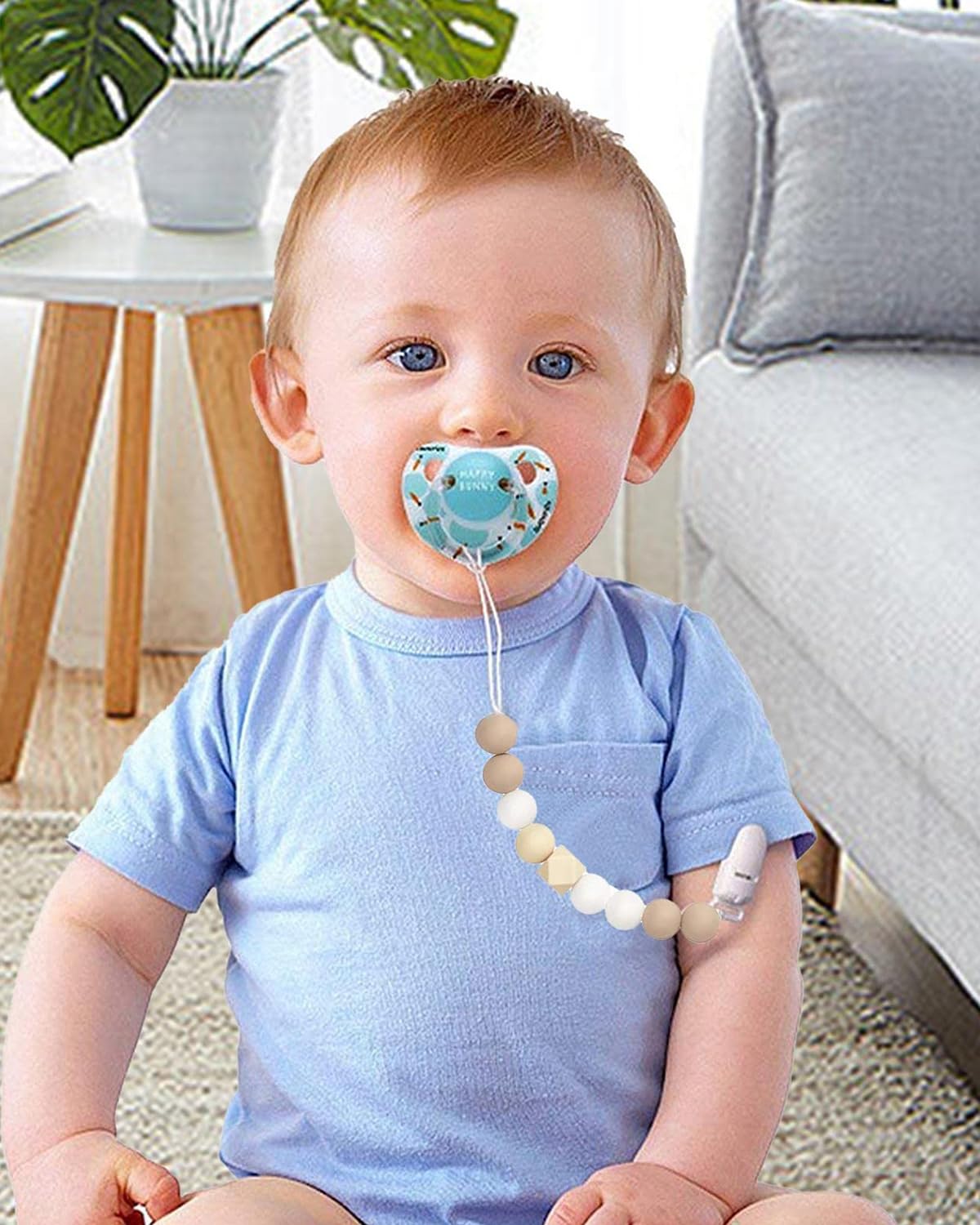 INOCEAN 2pcs Pacifier Chain, Pacifier Holder Chain for Baby, Anti-Lost Pacifier Strap, for Strollers, Car Seats Daily Use, Gifts for The Treasure(Green Blue) - Image 4 thumbnail