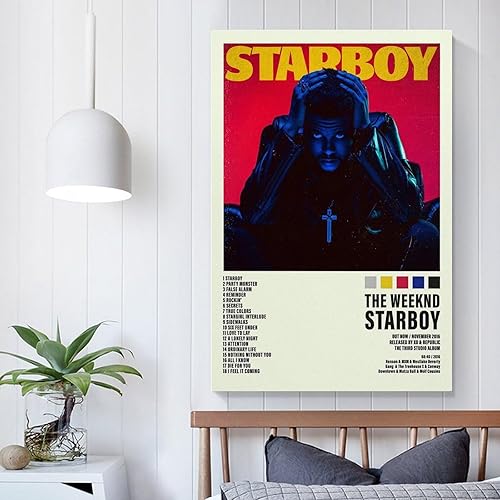Miniatura 5 de Póster de Weeknd Starboy - Póster con portada de álbum de Starboy, póster para decoración de pared, póster de lienzo para dormitorio, 12 x 18