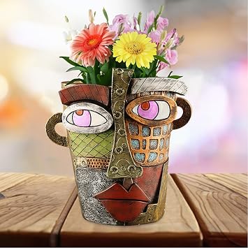 Abstract Colorful Flower Pots, Abstract Art Making Old Retro Flower Pots Resins Flowerpot Garden Courtyard Living Room Green Plants Succulent Flower Pots#1