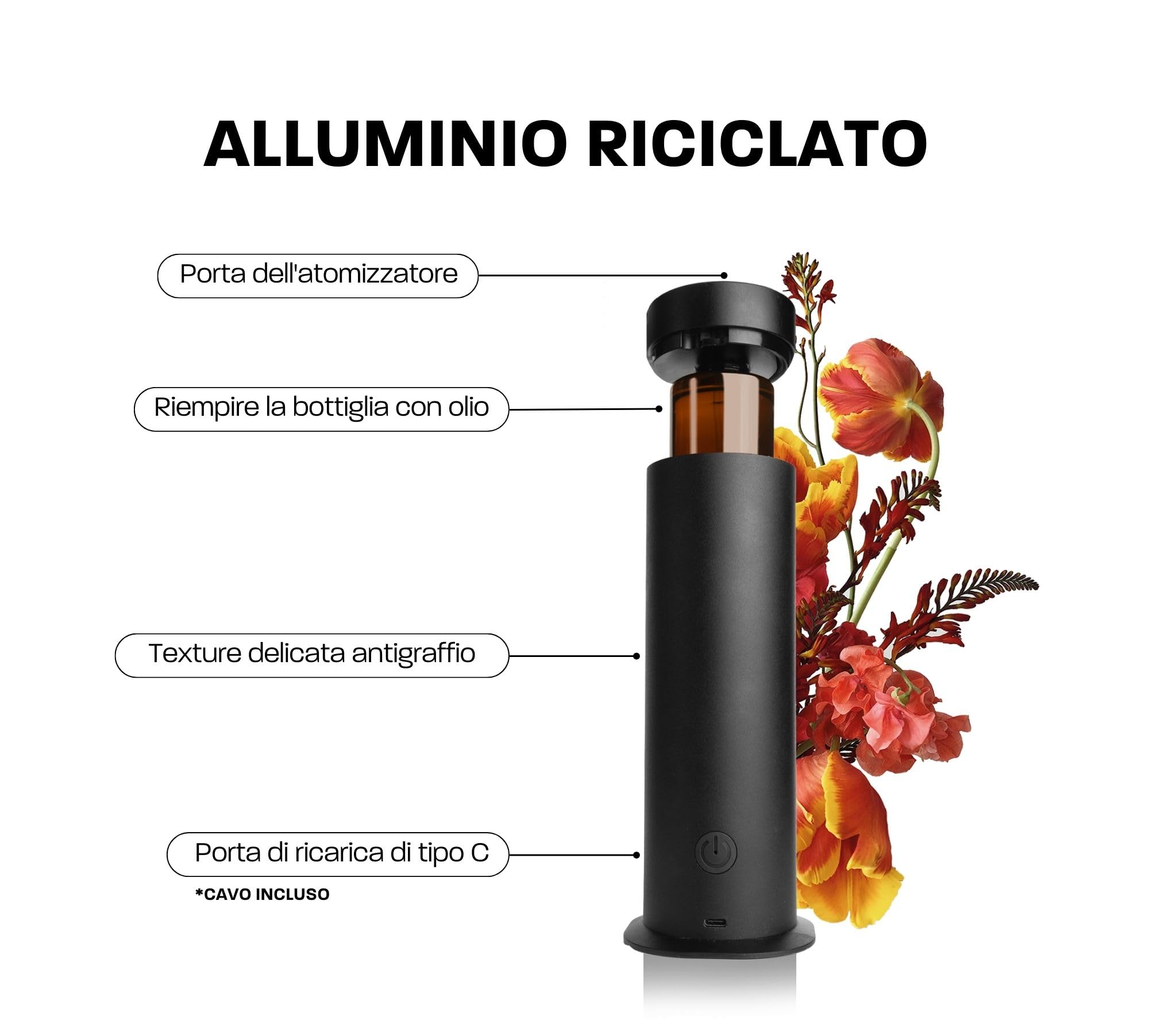 Diffusore di Oli Essenziali Senza Acqua e Calore | Nebulizzazione Oli Essenziali, proprietà preservate | Umidificatore Ambiente per casa diffusore Oli Essenziali | App-Control (300m³, Nero)