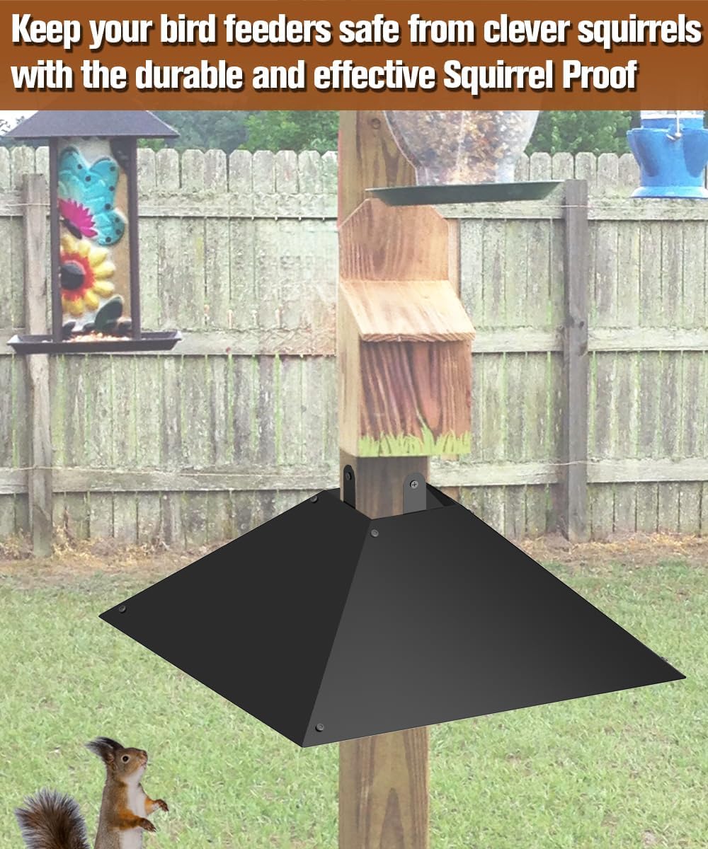 Garbuildman Deflector de ardilla de metal para postes de madera de 4 x 4, protector de comedero de pájaros a prueba de ardillas de 17 pulgadas, disuasorio al aire libre para postes de madera, 1